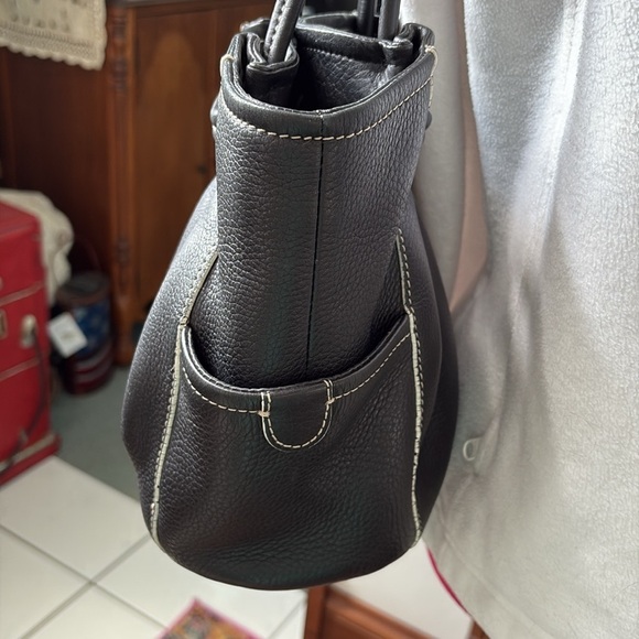 Fossil Thick black leather shoulder bag bucket bag Hobo bag excellent cond - Picture 6 of 17